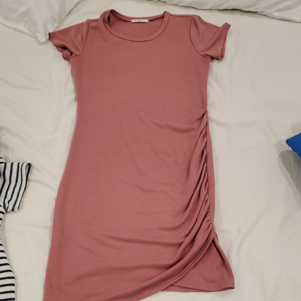 Elegant Pink Ruched Dress